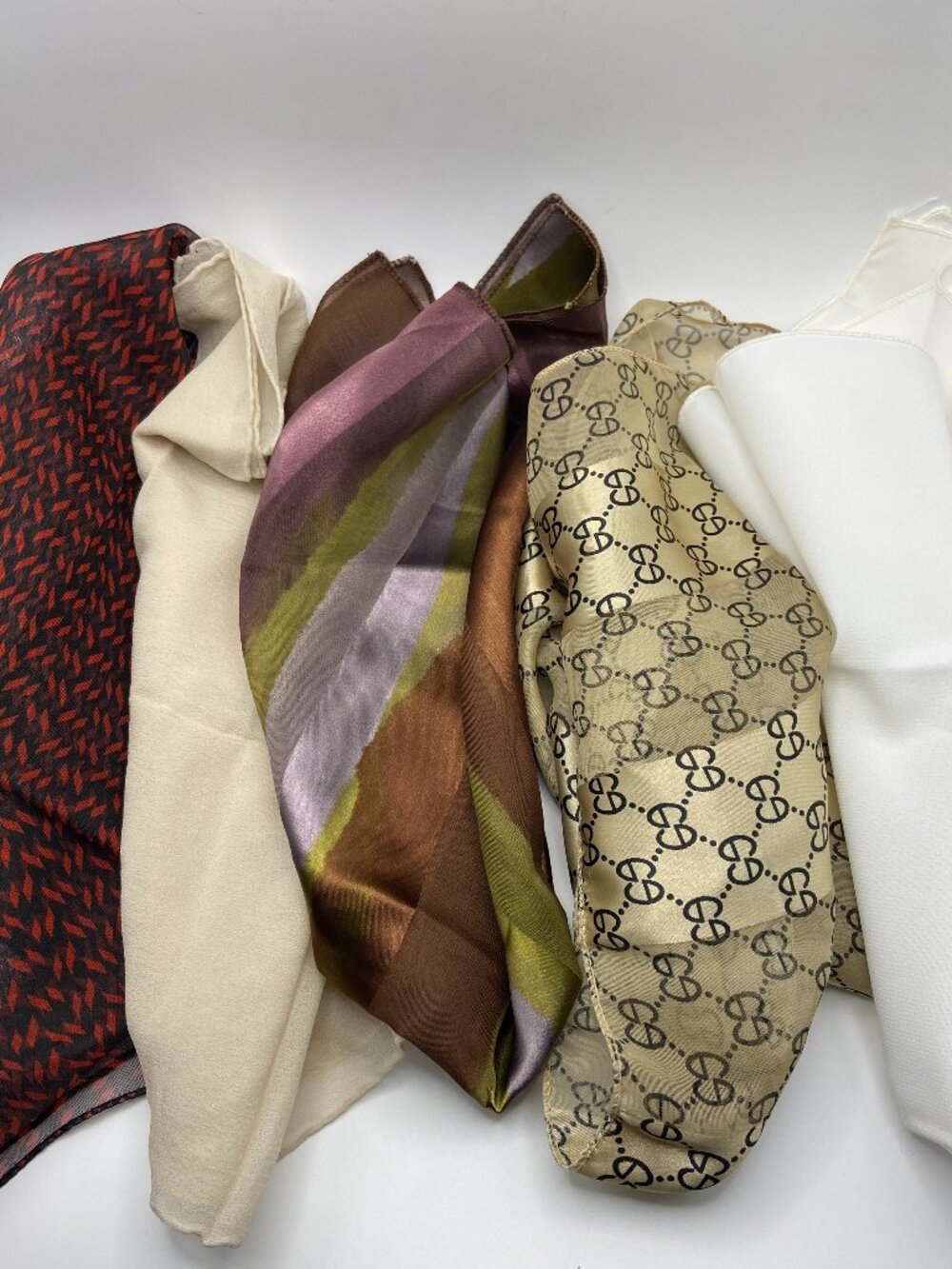 Vintage 5 Scarves Lot#5 Some with Tags 70's to 90's Pretty Prints